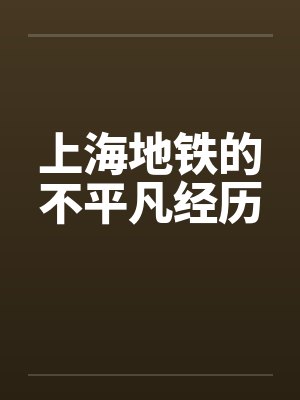 上海地铁的不平凡经历封面